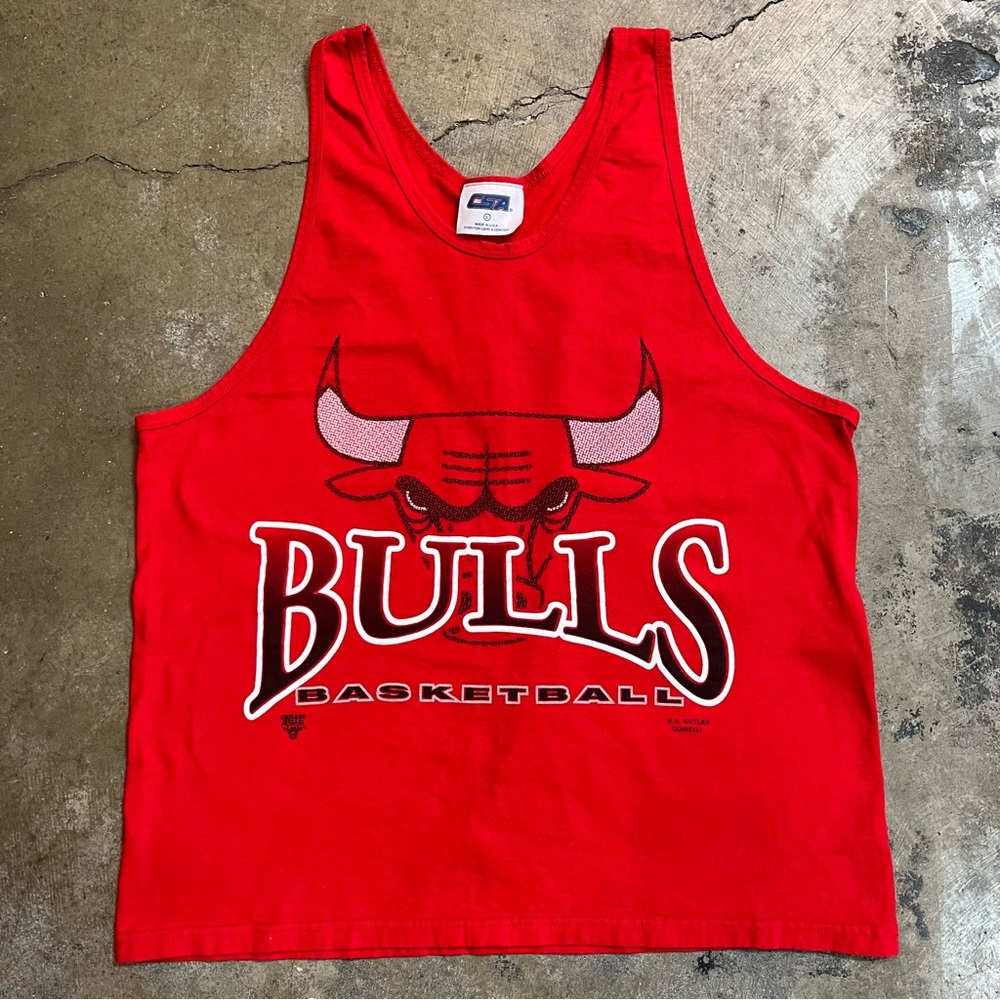 Chicago Bulls Vintage 90’s red CSA label Chicago Bulls tank top Sz L